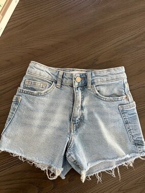 Zara Light Blue Frayed Denim Shorts